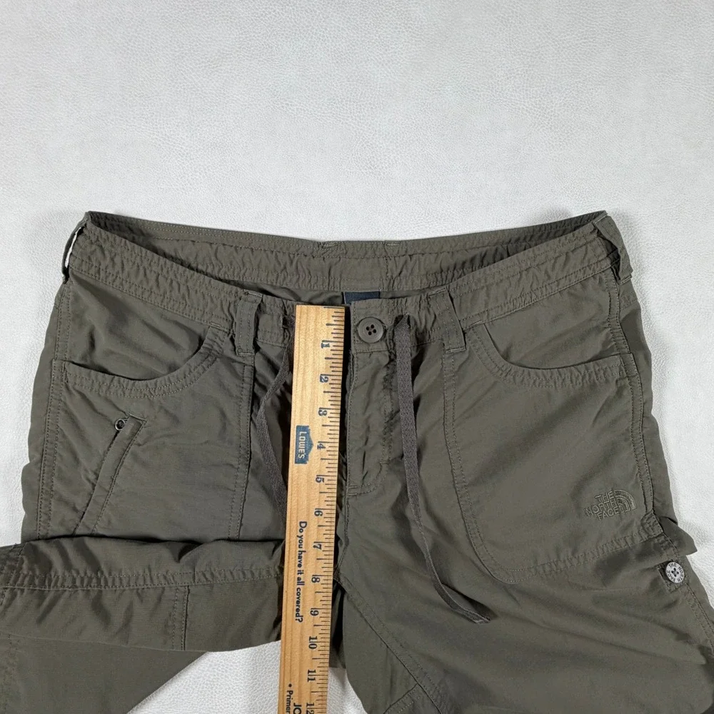 The North Face Womens Size 8 Horizon Hiking Shorts Olive Green Roll Up Nylon